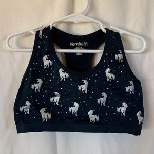Kenzie girl M bralette navy with silver unicorns not adjustable straps